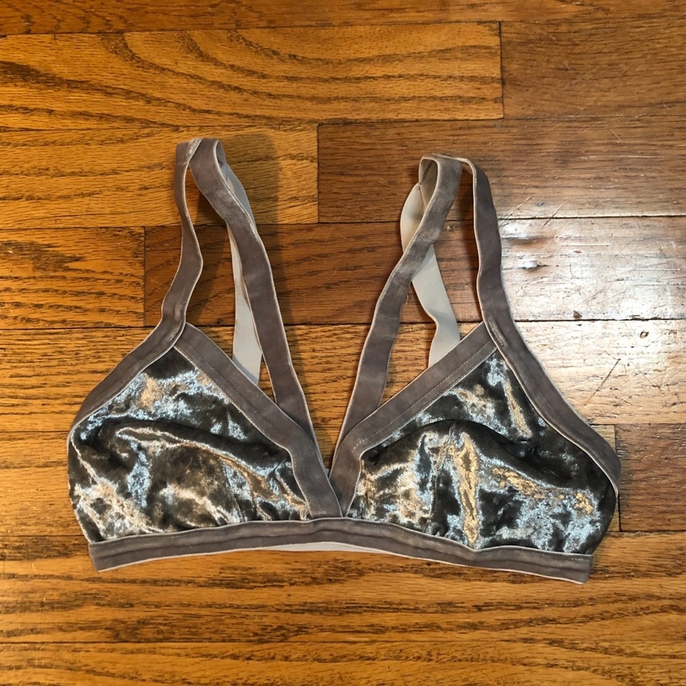 Velvet Bralette in Gray/Silver
